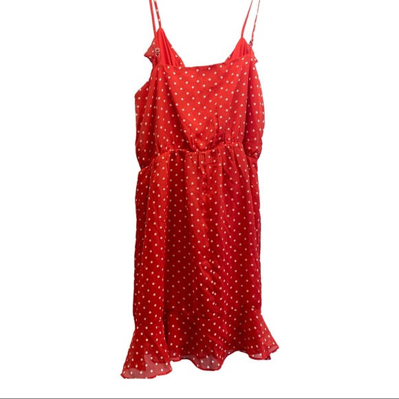 Forever 21 dress L polka dot ruffle spagheti strap red - Picture 2 of 9